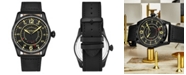 Stuhrling Men's Quartz Black Genuine Leather Strap Watch 44mm